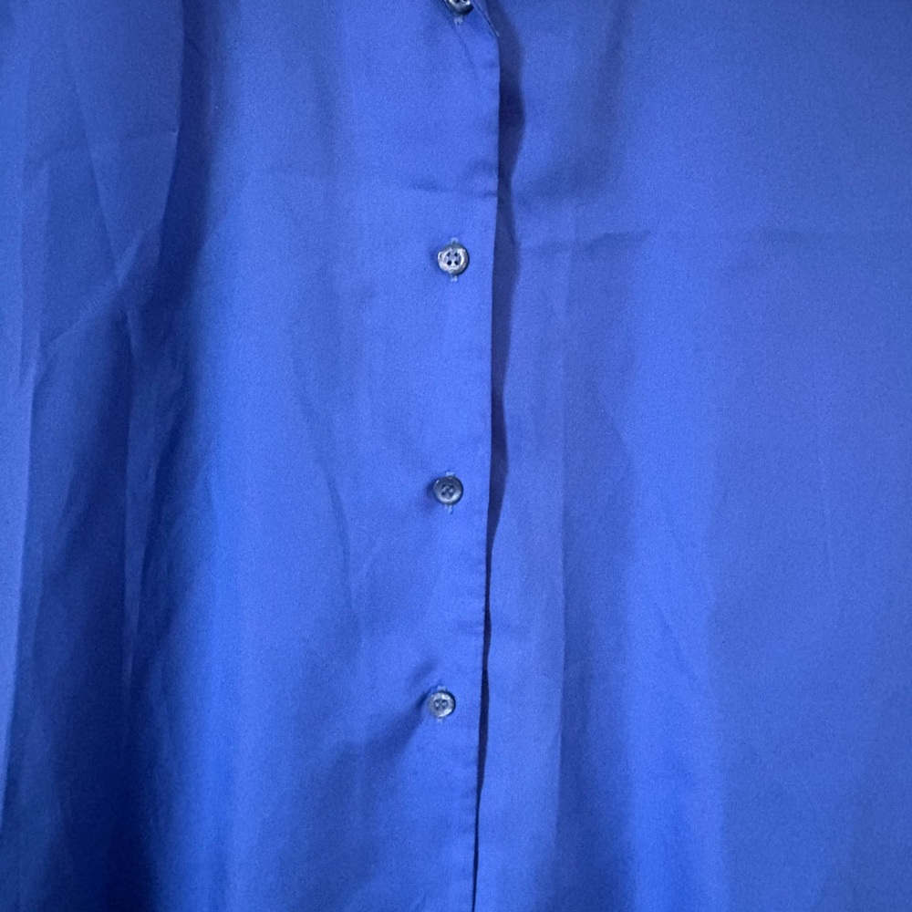 Pierre Cardin Short Sleeve Button-Front Blouse in Cobalt - Picture 3 of 4